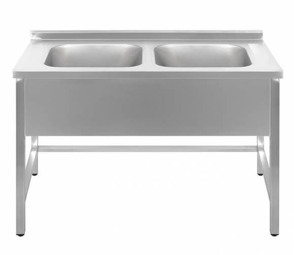 Ванна моечная 2-х секционная 1200*700*850 гл.250 с бортом (цельнотянутые мойки)