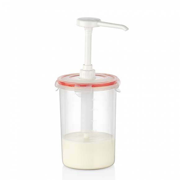 Диспенсер для соуса d=120 h=180/300 мм. 1,5 л. с дозатором (25 мл), п/п, прозрачный GP 76912