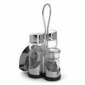 Набор для специй 3 предмета (соль, перец,зубоч) + салфетница нерж., замкнутый круг Luxstahl [KH-406]