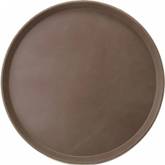 Поднос круглый коричневый 40,5см прорезиненный ПЛАСТИК Проотель 1600ct/sp/brown