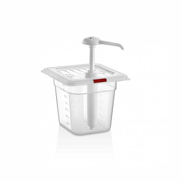 Диспенсер для соуса 170*160 мм. h=145 мм. 2 л. с дозатором (25 мл), п/п, красный GP 77197