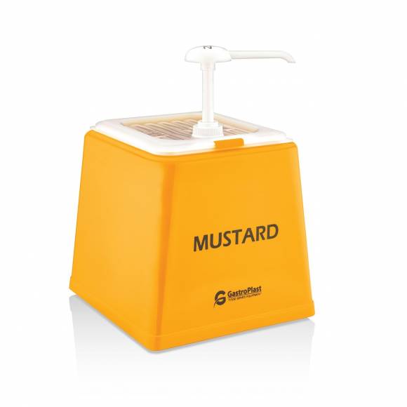 Диспенсер для соуса 225*210 мм. h=225 мм. 2,5 л. с дозатором (25 мл), п/п, желтый GP 77194