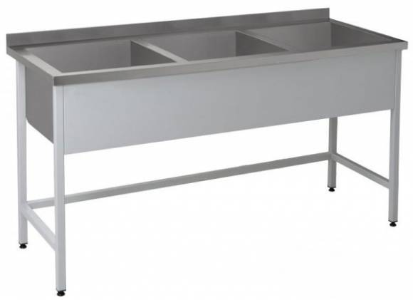 ВМ3 Ванна моечная сварная 3-х секционная 1200*600*850 гл.400 с бортом