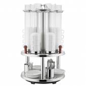 Диспенсер 2х ярусн.д/чашек и стол.приборов сталь нерж.,поликарбонат ,H=65,L=40,B=40см Sunnex U09-100