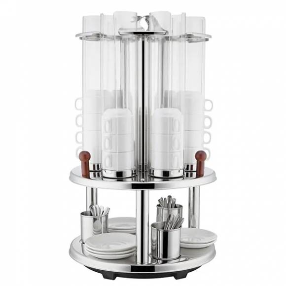 Диспенсер 2х ярусн.д/чашек и стол.приборов сталь нерж.,поликарбонат ,H=65,L=40,B=40см Sunnex U09-100