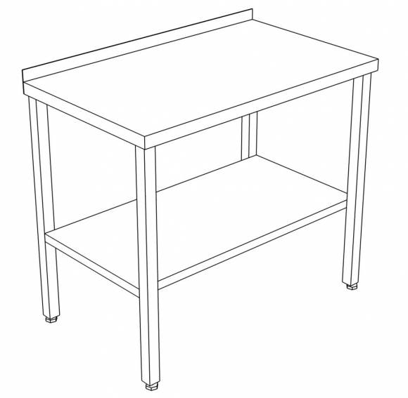 СПП стол производственный с полкой и бортом 1400*800*850