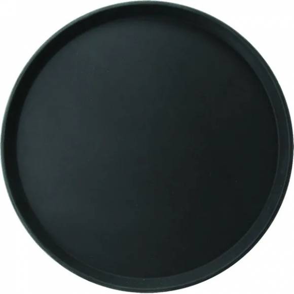 Поднос круглый черный 27,5см прорезиненный ФИБЕРГЛАСС Проотель 1100ct/gf/black