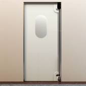 Дверь маятниковая одностворчатая с фиксацией полотна МДО(ф)-1000.2100-40-Пр-(RAL9003/RAL9003, Рама Дверь маятниковая одностворчатая с фиксацией полотна МДО(ф)-1000.2100-40-Пр-(RAL9003/RAL9003, Рама