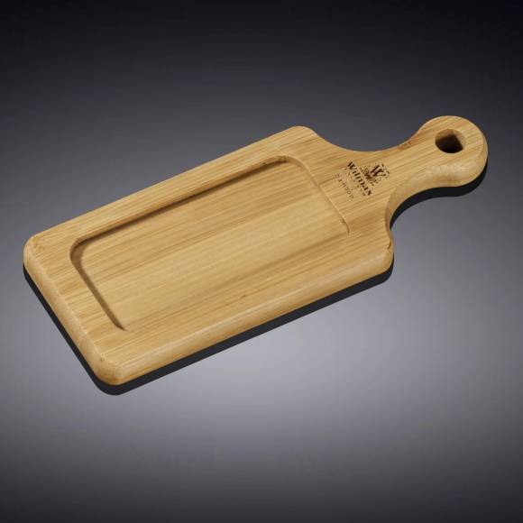 Доска для подачи прямоуг. 160*60 мм. с ручкой, бамбук Wilmax 771001