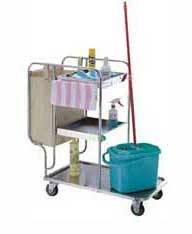 Тележка для уборки ТУ4 ОЛДАК нерж. 3 полки, мешок 75л