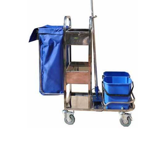 Тележка для уборки ТУ4.1 ОЛДАК полка, 2 емкости нерж., мешок 60л