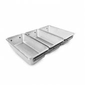 Форма для хлеба 21,5*10,5 см. h=5 см. алюм. литая 3х -секционная 73116 Форма для хлеба 21,5*10,5 см. h=5 см. алюм. литая 3х -секционная 73116