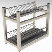Полка для сушки тарелок 2-х уровневая 500*300*500 (НЕРЖ) с поддоном Полка для сушки тарелок 2-х уровневая 500*300*500 (НЕРЖ) с поддоном
