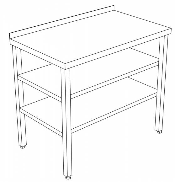 СП2П стол производственный с 2-мя полками и бортом 600*700*850