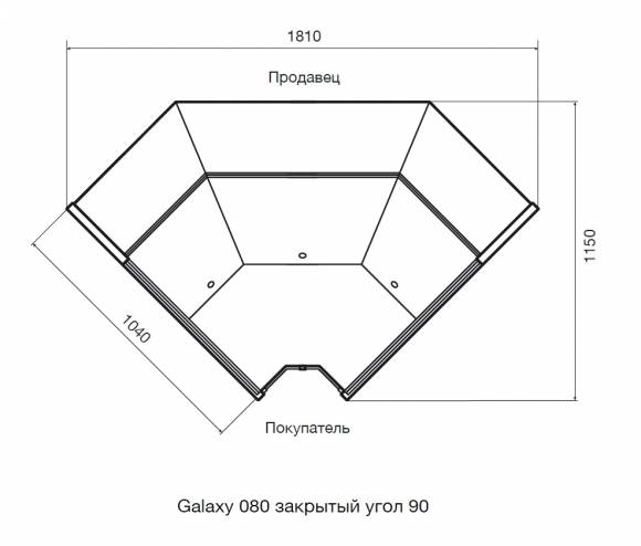 Витрина Dazzl Galaxy 080 Plug-in Закрытый угол 90 вентилируемая среднетемпературная (без боковин)