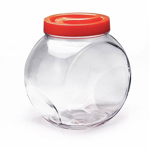 Банка для сыпучих 2000мл Bella Pasabahce-завод Бор красная крышка 80002 04947/6/
