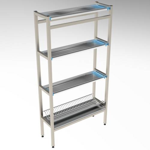 Стеллаж для сушки терелок и стаканов 4-х уровневый (3 Ст+1 Тар) 900*300*1700 (НЕРЖ) Стеллаж для сушки терелок и стаканов 4-х уровневый (3 Ст+1 Тар) 900*300*1700 (НЕРЖ)