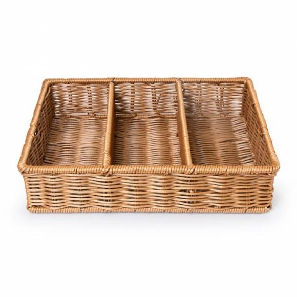 Корзинка для столовых приборов на 3 ячейки 40х32,5х9см пласт.коричневая [Brown] кт2999