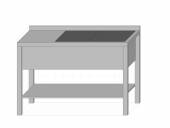 СПП2ВМ стол производственный с полкой и 2-мя ваннами 1300*400*850 гл.450 мм с бортом