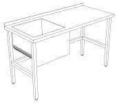 Стол производственный с ванной цельнотянутой 1900*800*850 гл.300 мм с бортом