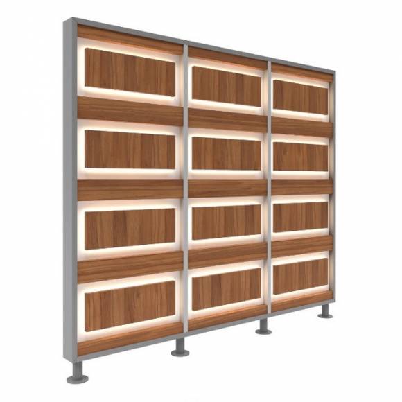 Перегородка 3-х секционная стандарт EcoWood (ЭкоВуд) с подсветкой 1900х150х1650 мм Перегородка 3-х секционная стандарт EcoWood (ЭкоВуд) с подсветкой 1900х150х1650 мм