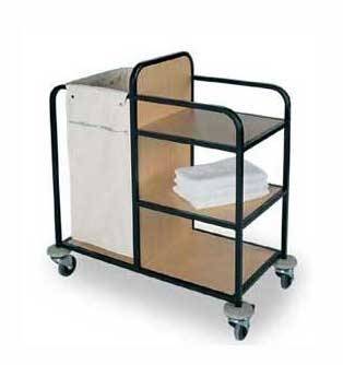 Тележка для горничных ТГ10 ОЛДАК перегородка, 3 полки МДФ, мешок 110л Тележка для горничных ТГ10 ОЛДАК перегородка, 3 полки МДФ, мешок 110л