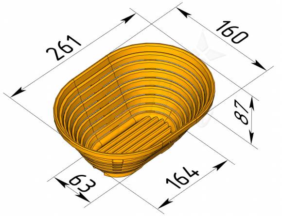 Форма для расстойки овальная FR-02 (261х160х87) Форма для расстойки овальная FR-02 (261х160х87)