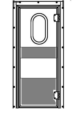 Маятниковая дверь одностворчатая с фиксацацией полотна МДО(Fix90)-1237.2100-40-Пр, окна, отбойники