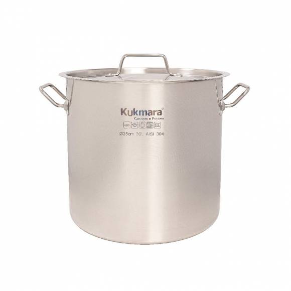 Котел нерж. 30л Kukmara диаметром 35см, с металлической крышкой Котел нерж. 30л Kukmara диаметром 35см, с металлической крышкой