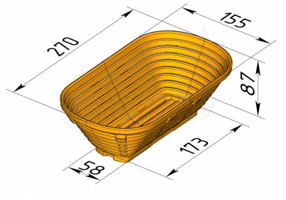 Форма для расстойки овальная FR-03 (270х155х87) Форма для расстойки овальная FR-03 (270х155х87)