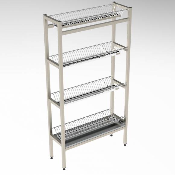Стеллаж для сушки тарелок 4-х уровневый 900*300*1700 (НЕРЖ) Стеллаж для сушки тарелок 4-х уровневый 900*300*1700 (НЕРЖ)
