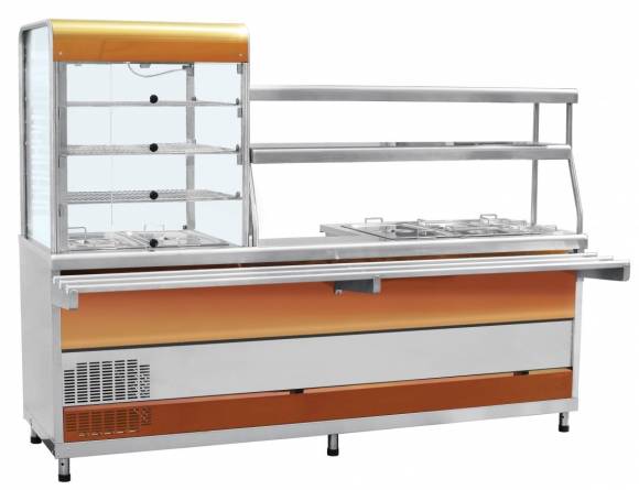 Прилавок-витрина холод-мармиты универсальный Абат Мини ПВХМ-70КМУ "красное золото"