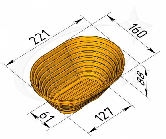 Форма для расстойки овальная FR-06 (221х160х88) Форма для расстойки овальная FR-06 (221х160х88)