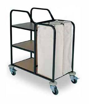 Тележка для горничных ТГ11.3 ОЛДАК 3 полки, перегородка МДФ, мешок 110л Тележка для горничных ТГ11.3 ОЛДАК 3 полки, перегородка МДФ, мешок 110л