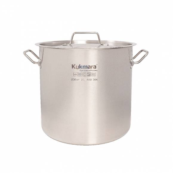 Котел нерж. 25л Kukmara диаметром 35см, с металлической крышкой
