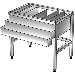 Барная станция 1290*600*850, без борта, двойной рельсой нерж.