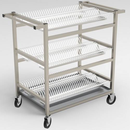 Тележка для сушки тарелок 3-х уровневая с поддоном 900*600*1100 (НЕРЖ), колеса 125мм Тележка для сушки тарелок 3-х уровневая с поддоном 900*600*1100 (НЕРЖ), колеса 125мм