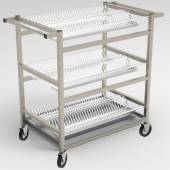 Тележка для сушки тарелок 3-х уровневая с поддоном 1100*600*1100 (НЕРЖ), колеса 125мм Тележка для сушки тарелок 3-х уровневая с поддоном 1100*600*1100 (НЕРЖ), колеса 125мм