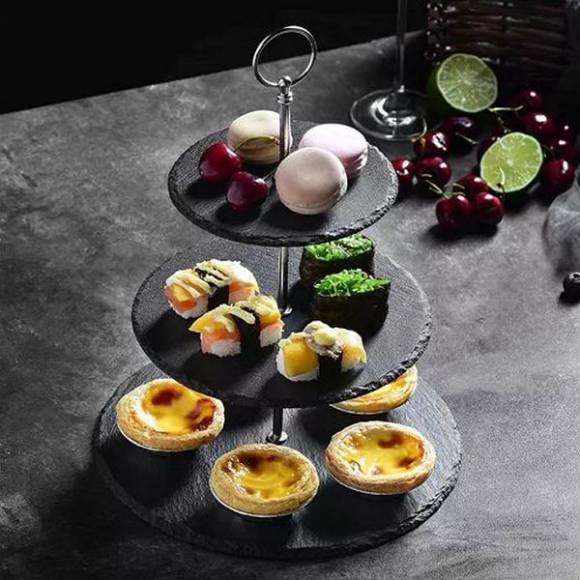 Этажерка 3-х ярусная d=20/25/30 см. h=44 см. черная, сланец MG CSD-MT3-D202530 Этажерка 3-х ярусная d=20/25/30 см. h=44 см. черная, сланец MG CSD-MT3-D202530