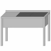 Стол производственный с двумя ваннами цельнотянутыми 1800*800*850 гл.380 мм с бортом Стол производственный с двумя ваннами цельнотянутыми 1800*800*850 гл.380 мм с бортом