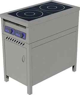 Плита индукционная ЦМИ ПИ-2 (460х850мм) на закрытой подставке с дверью