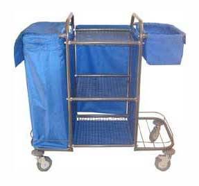 Тележка для горничных ТГ 2.2 ОЛДАК 3 сетчатые полки со шторками, подставка, корзина, мешок 110л Тележка для горничных ТГ 2.2 ОЛДАК 3 сетчатые полки со шторками, подставка, корзина, мешок 110л