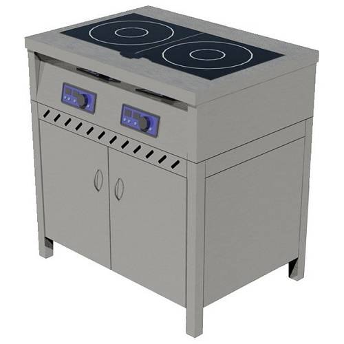 Плита индукционная ЦМИ ПИ-2 (820х600мм) на закрытой подставке, 2 двери