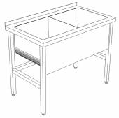 ВМЭ2 Ванна моечная сварная 2-х секционная 1400*600*850 гл.350 ЭКОНОМ с бортом