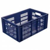 Ящик 600*400*250 мм. колбасный прямой перфорир. синий/1/36/