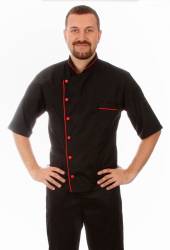 Куртка шеф-повара (диагональ) р-р 46 черная рукав короткий 00003 со186