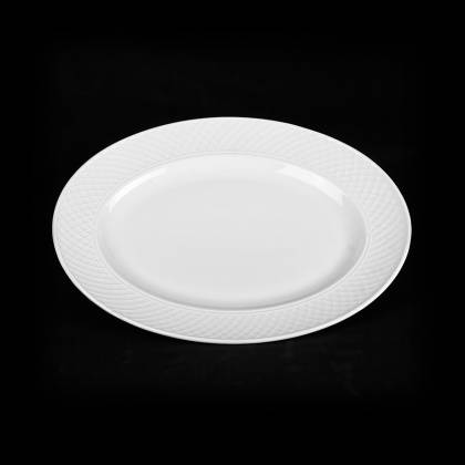 Блюдо овальное 285х225мм с орнаментом Corone Palazzo фарфор белый LQ-QK15064B фк066