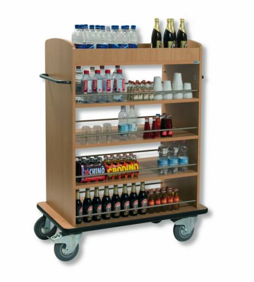 Тележка для напитков ТГ11.8 ОЛДАК 5 полок, верхняя с бортом, 2 стенки МДФ