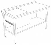 Стол производственный с полкой и ванной цельнотянутой 2000*700*850 гл.400 мм с бортом