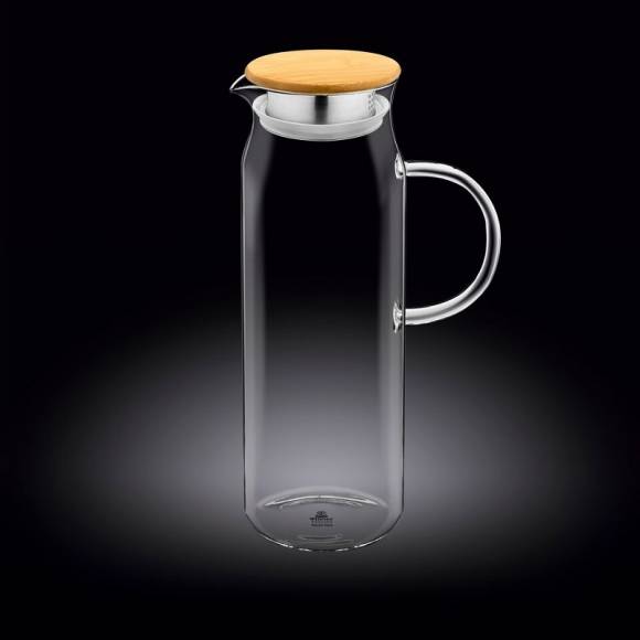 Кувшин 1,5 л. с крышкой бамбук + сетка нерж Термостекло Wilmax 888208